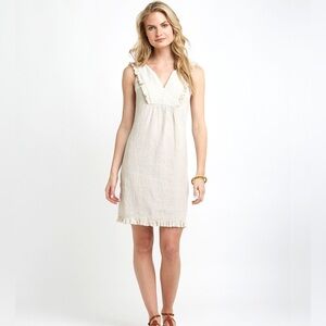 Vineyard Vines Striped Linen Ruffle Edge Dress